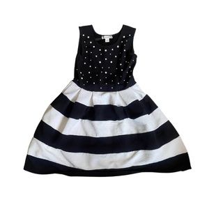 KNITWORKS Little Girl’s Formal Black White Dress with slip Size 14